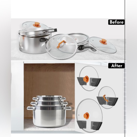 Universal Adjustable Pot Lid Organizer for Cabinet -Set of 8 (6” to 14”) - Picture 2 of 5